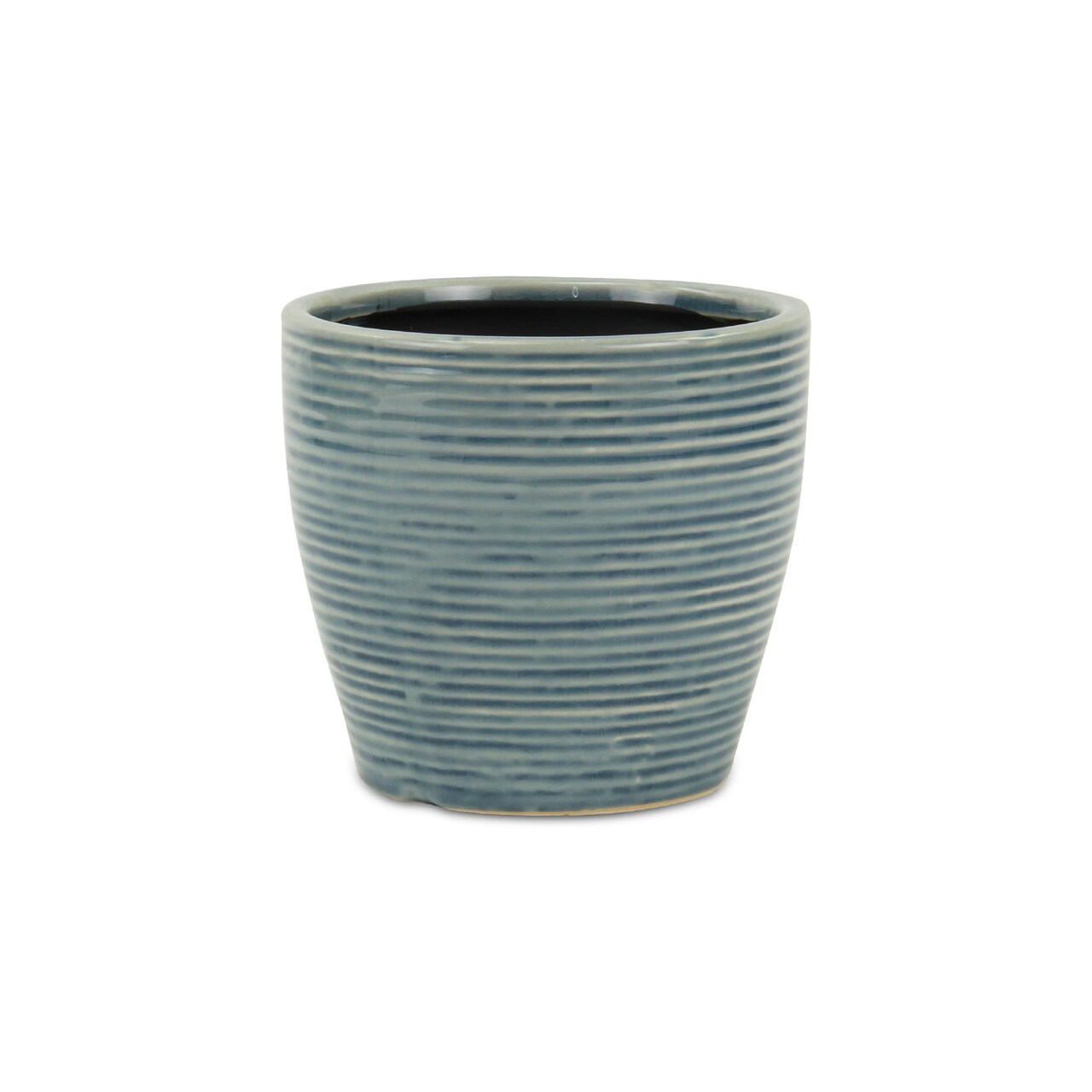 Contemporary Home Living 5.5" Large Blue Rippled Outdoor Planter Pot